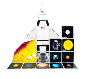 Galaxy Rocket Ship Magna Tile Structure Set on White Background
