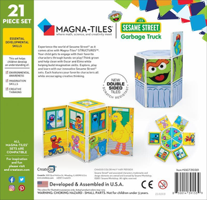 Sesame Steet Garbage Truck Magnatile Set Box