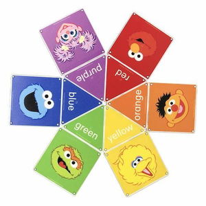 Sesame Street Colors with Elmo Magnatiles on White Background