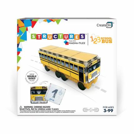 123 Schoolbus Yellow Schoolbus Magnatile Structure Set