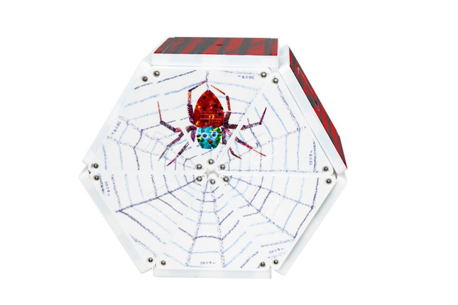 The Very Busy Spider Drum Magnatile Set Arrangement on White Background